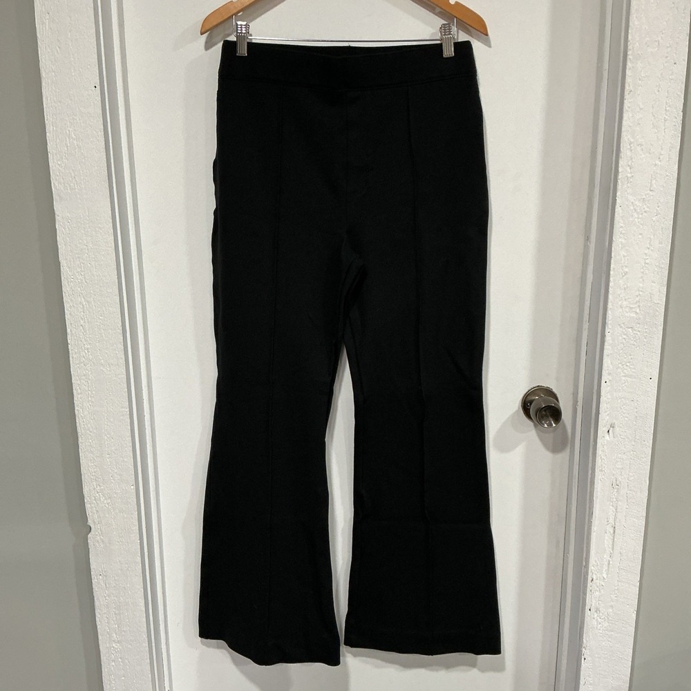 Spanx The Perfect Pant Hi-Rise Flare Black Pintuck Seam Trousers Size XL